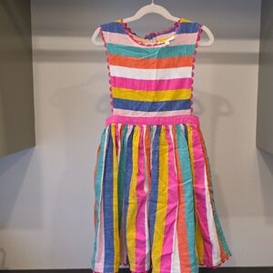 Mini Boden Multicolor Striped Cotton Dress - Pink, Yellow, Blue, Green, Orange